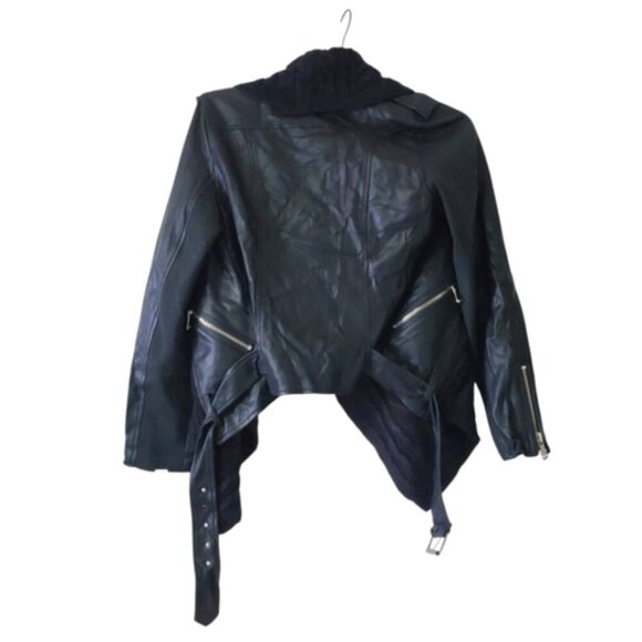 NWT Revolve Fate Vegan Leather Cable Knit Fishermen Belted Moto Jacket M - Picture 4 of 10